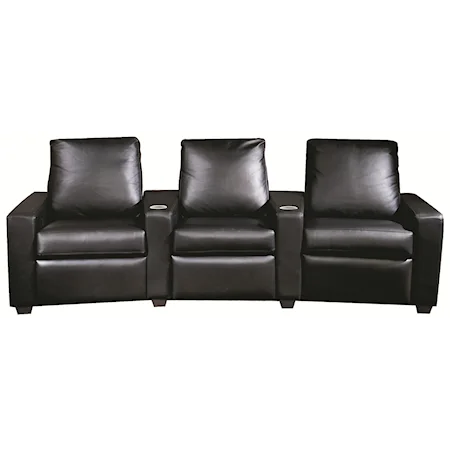 Three Person, Home Theater Seating with Cup-holders